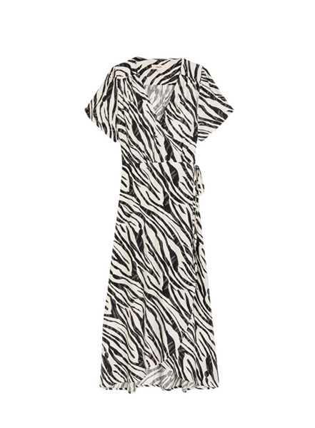 SUNCOO Cindia Wrap Over Dress In Creme Print From