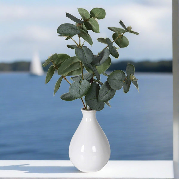 Distinctly Living White Vased Eucalyptus
