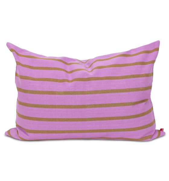 Afroart Juana Striped Cotton Cushion, Pink & Brown
