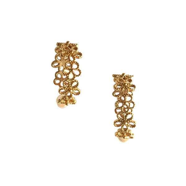 TUSKcollection Ibu Gold Flower Design Hoop Earrings