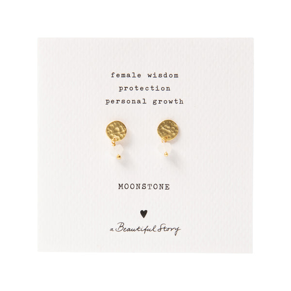 Beautiful Story Mini Coin Moonstone Gold Earrings