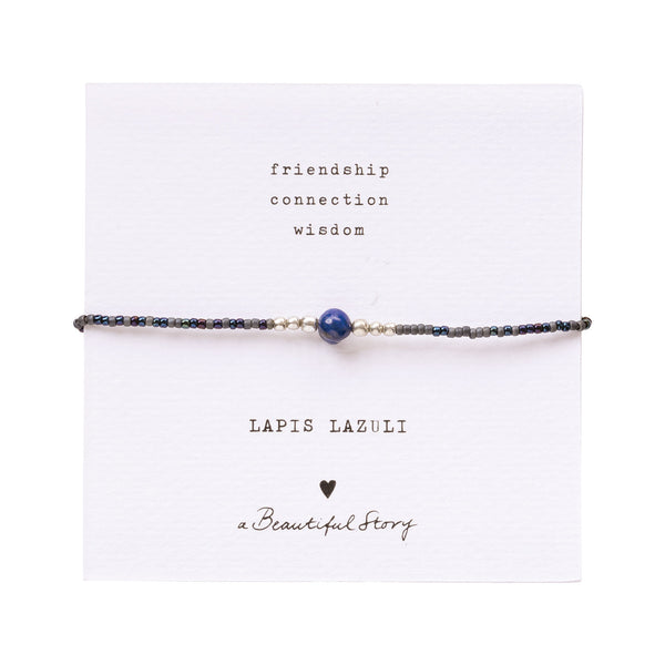 Beautiful Story Iris Card Lapis Lazuli Silver Bracelet