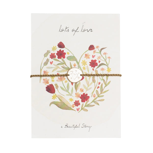 Beautiful Story Jewellery Postcard Silver Bracelet - Floral - Lots of Love