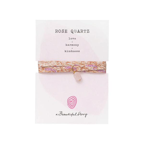 Beautiful Story Sari Wrap Bracelet - Rose Quartz