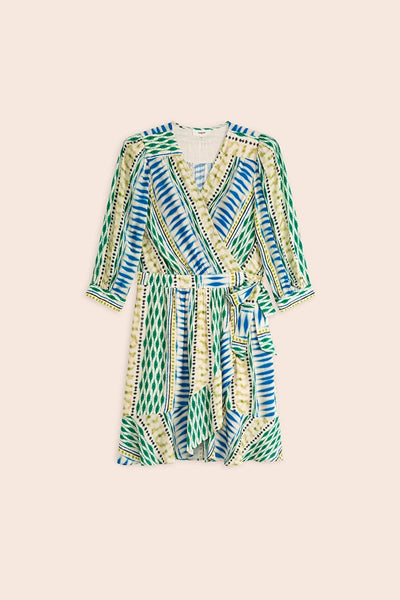 SUNCOO Geo Ethnic Print Wrap Dress - Green