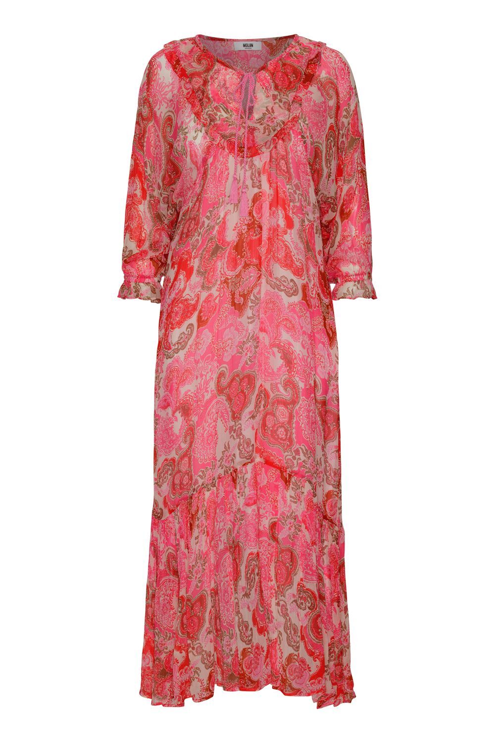 Molin Pink and Red Ivy Paisley Printed Womens Dress