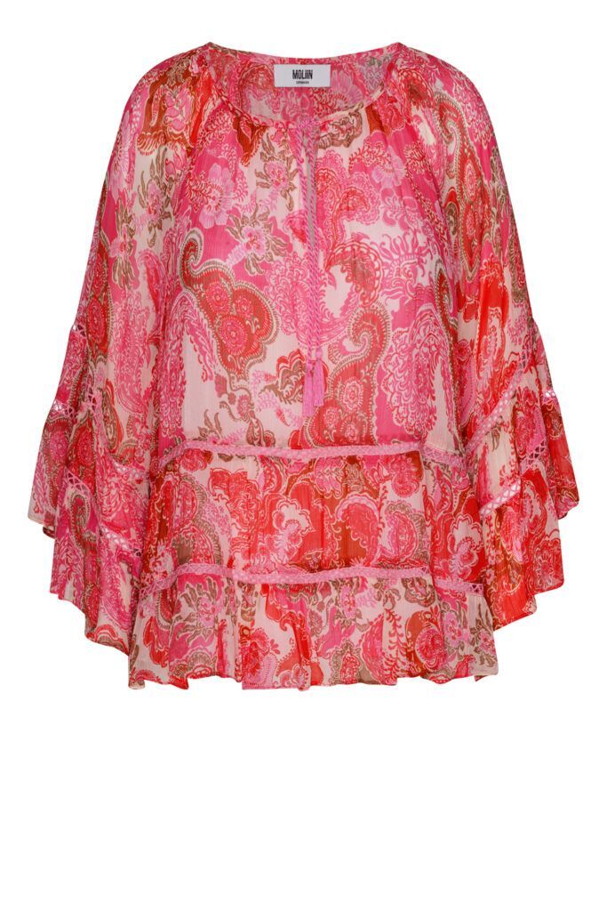 Molin Pink and Red Paisley Printed Gillian Womens Blouse