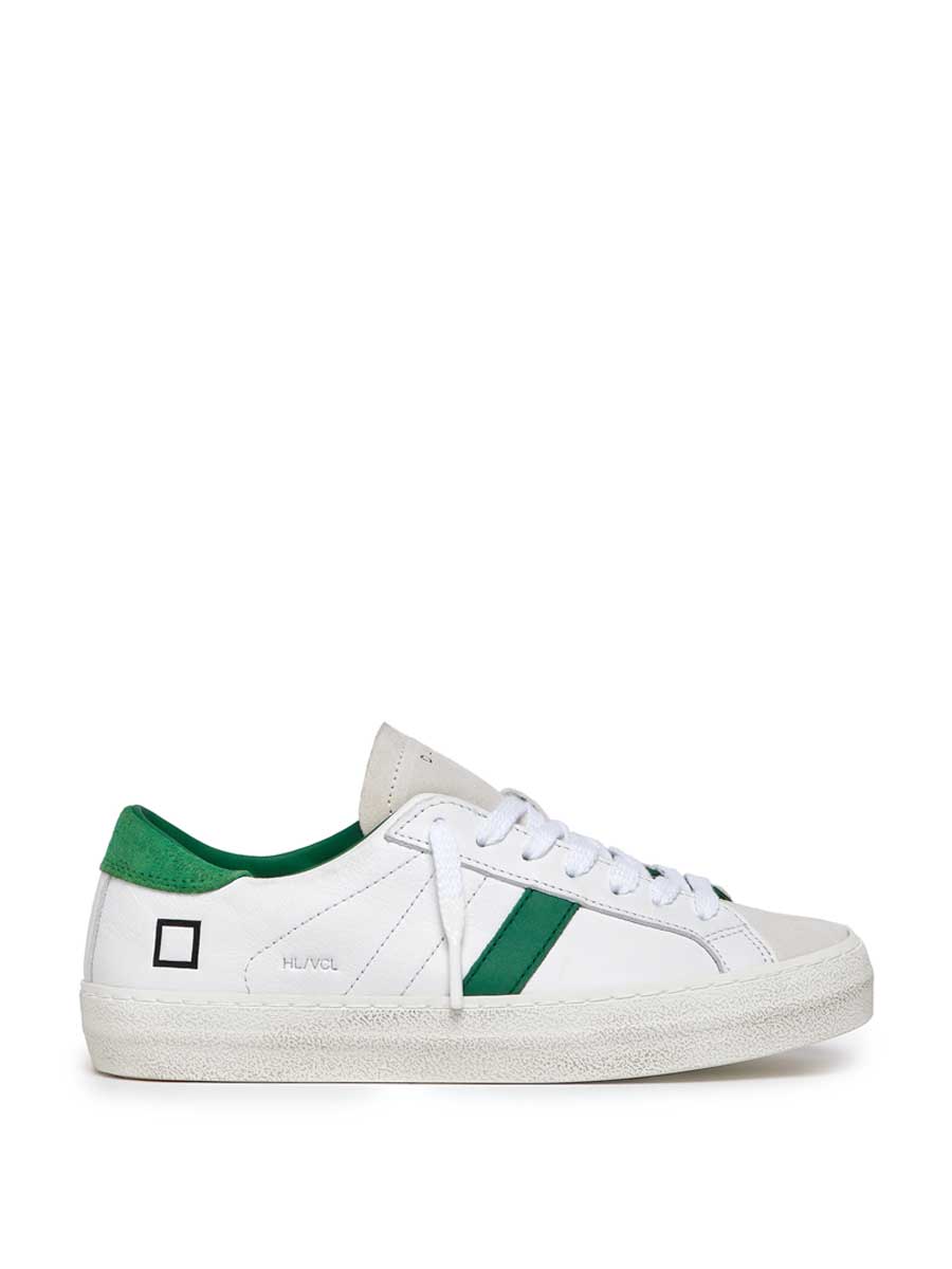 D.A.T.E White and Green Hill Low Vintage Trainers