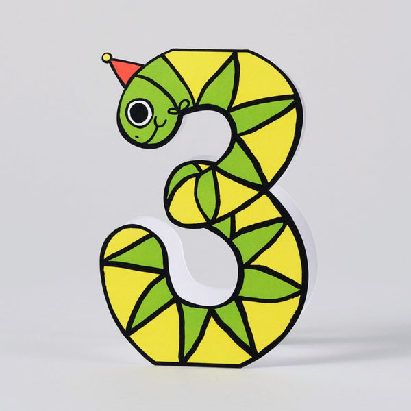 Wrap Snake 3rd Birthday Kids Number Card