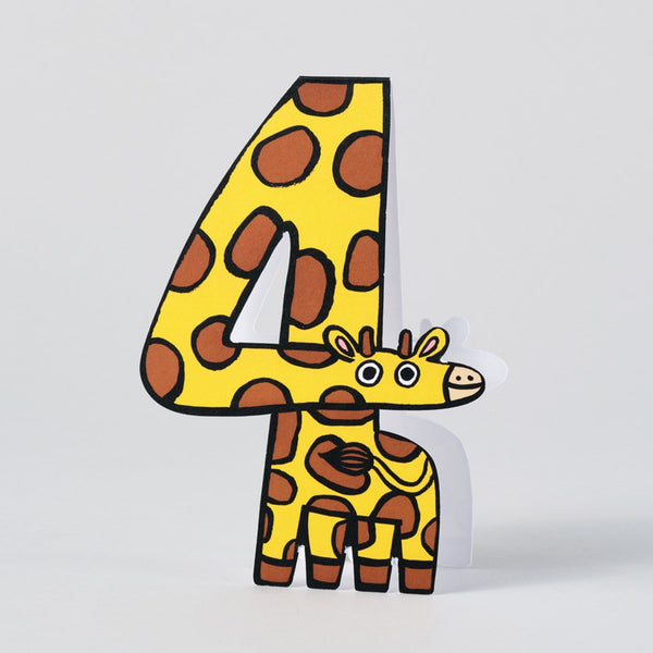 Wrap Giraffe 4th Birthday Kids Number Card