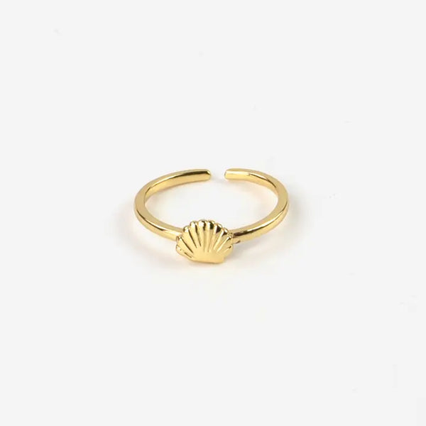 Pineapple Island Shell Adjustable Ring In Gold