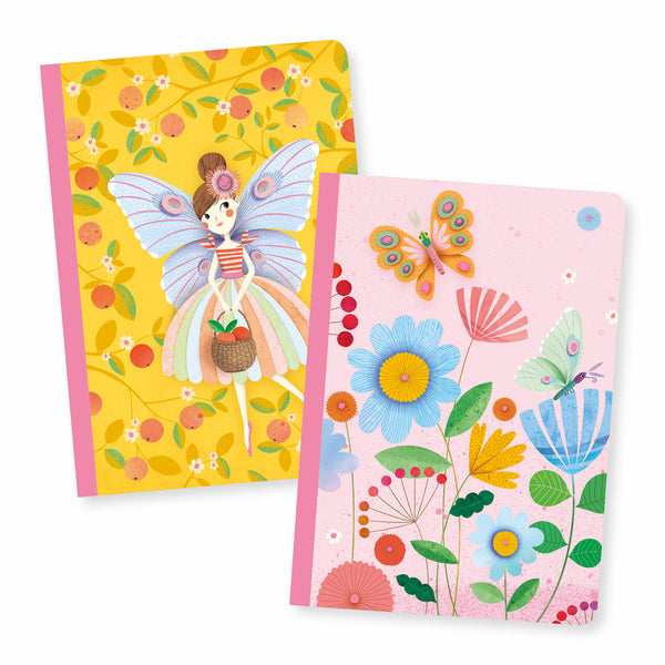 Djeco  Set of 2 Illustrated Notebooks - Fairy & Flowers