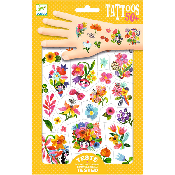 Djeco  Kids Temporary Tattoos - Colourful Flowers