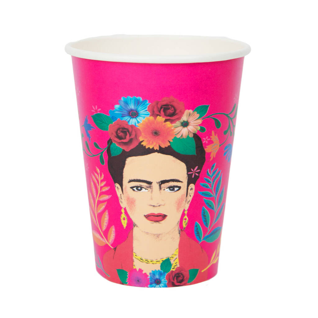 Talking Tables Set of 8 Pink Frida Kahlo Party Cups