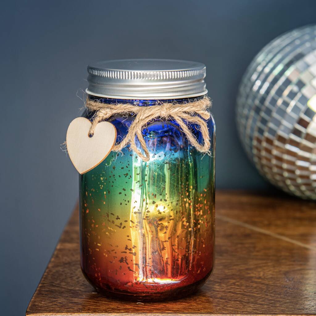 The Letteroom Rainbow Sparkle Firefly Light Jam Jar 