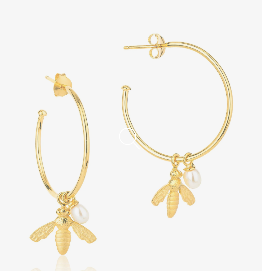 Claudia Bradby Gold Plated Flying Bee Hoop Earrings