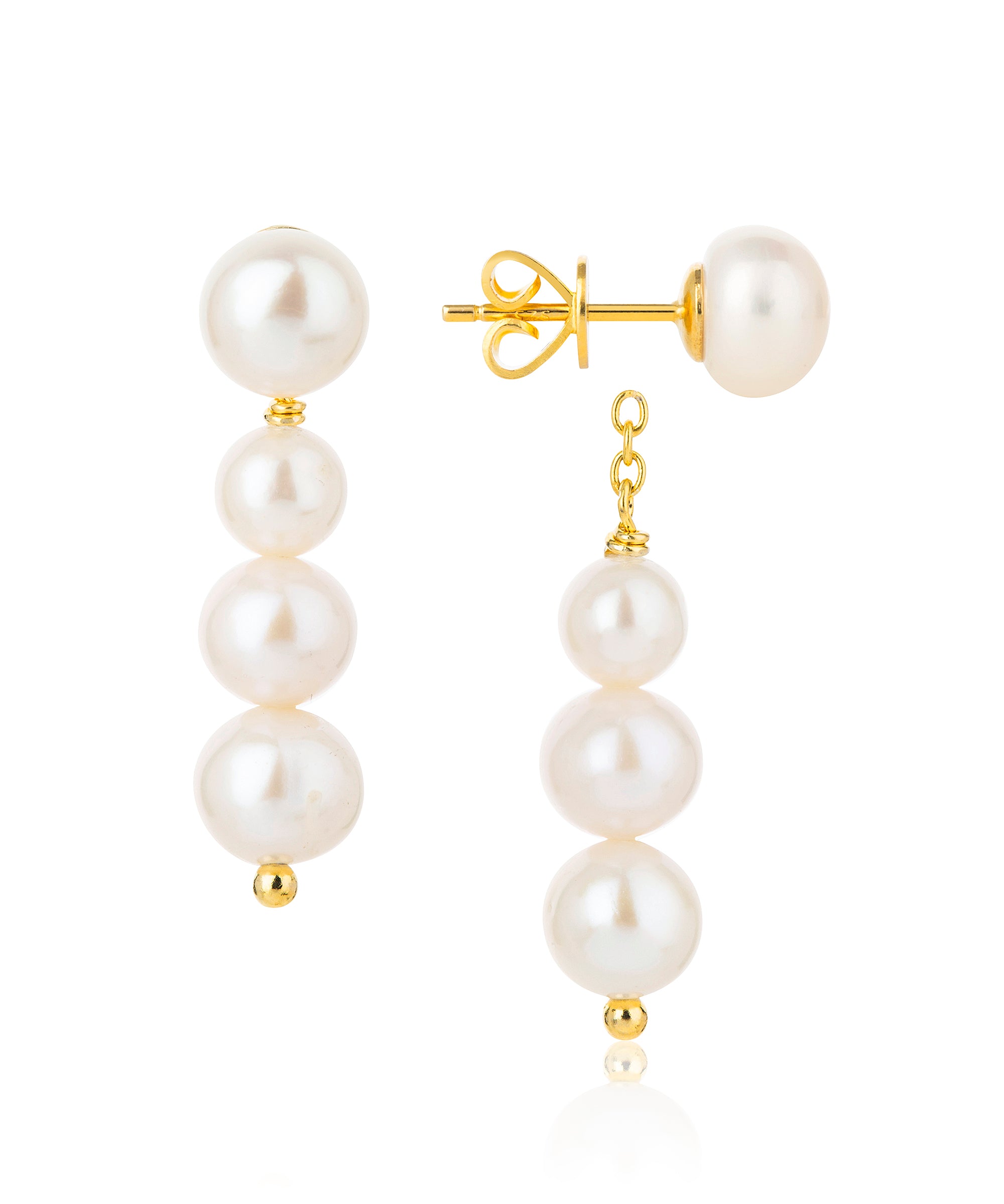 Claudia Bradby Gold Plated Pearl Graduated Pearl Drop Earrings