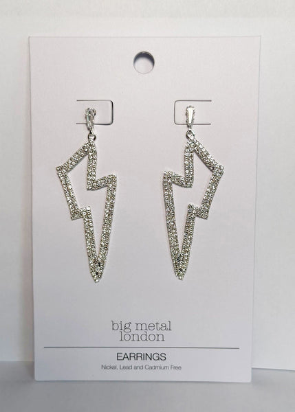 Big Metal Demetra Lightening Bolt Diamante Earrings