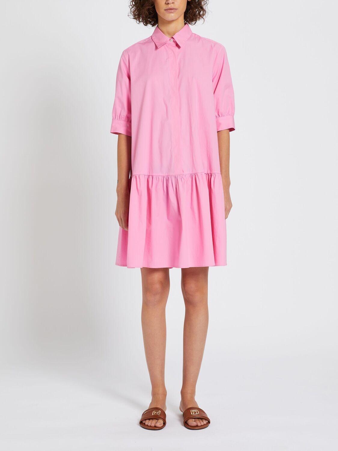 Marella Pink Short Dress with Tiered Skirt