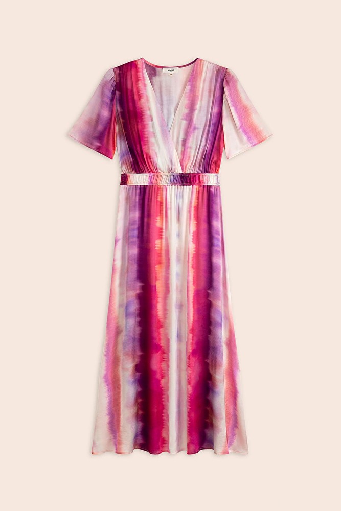 SUNCOO Carin Tie and Dye Printed Midi Dress