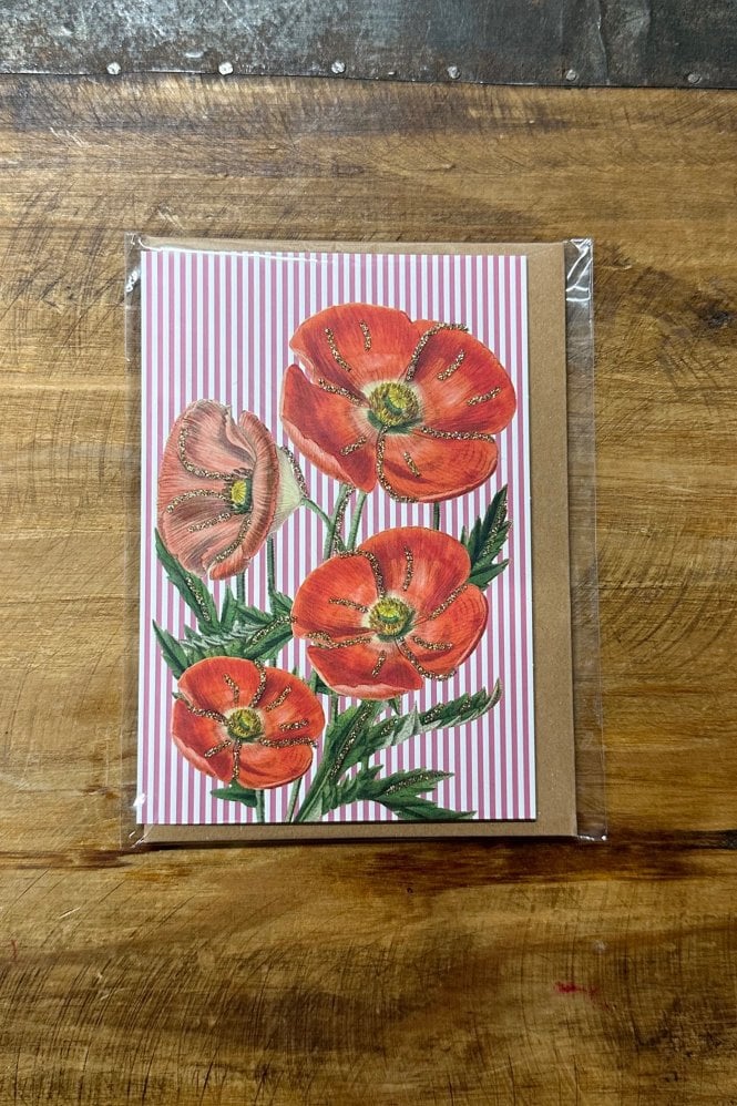 Vanilla Fly Poppy On Stripe Greeting Card