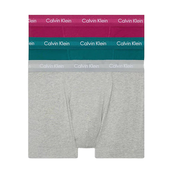 Calvin Klein Cotton Stretch Trunks - Grey Heather/chesapeake Bay/jewel