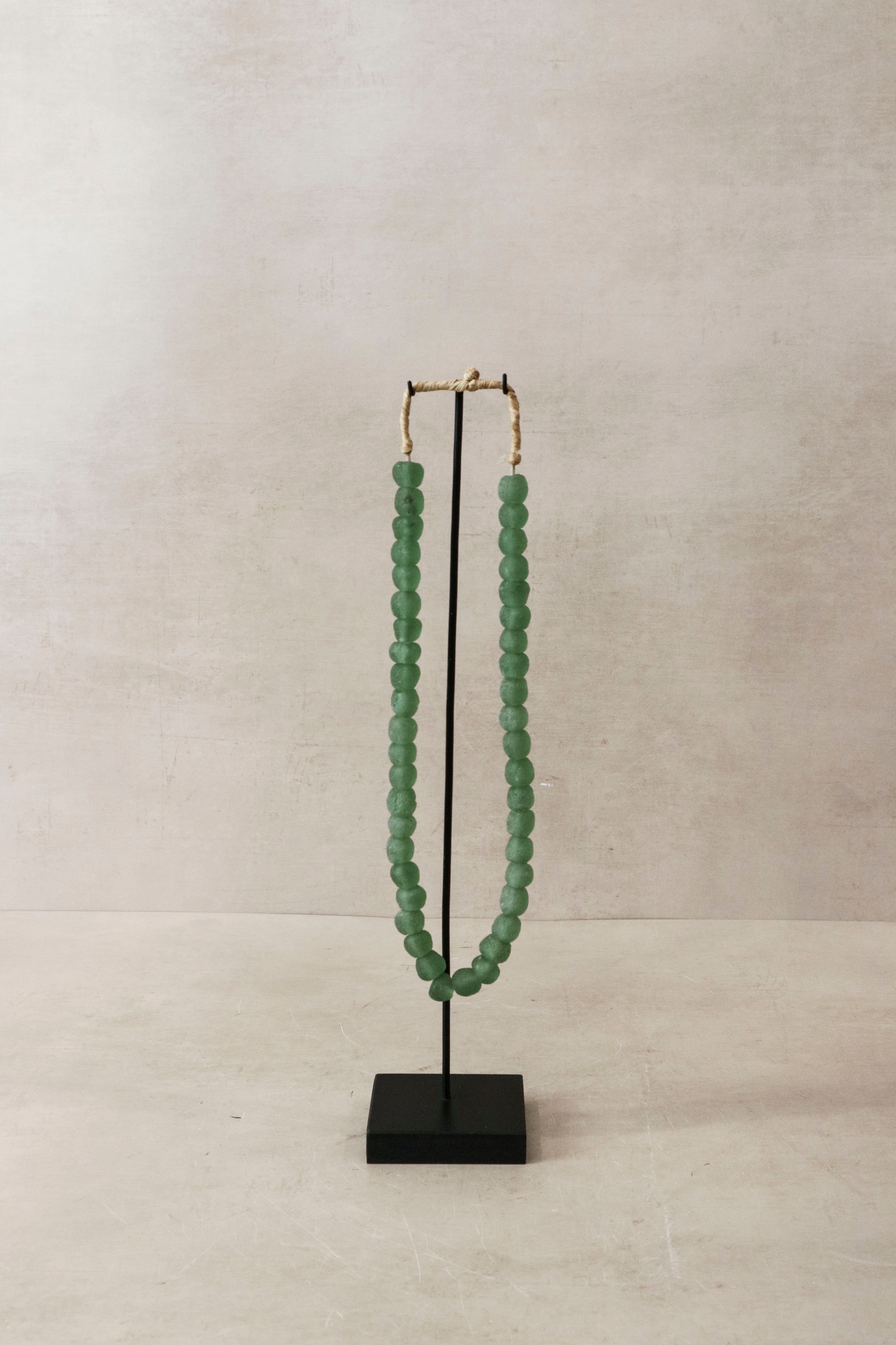 Botanical Boys Ghana Glass Beads Necklace, Green - 83.2