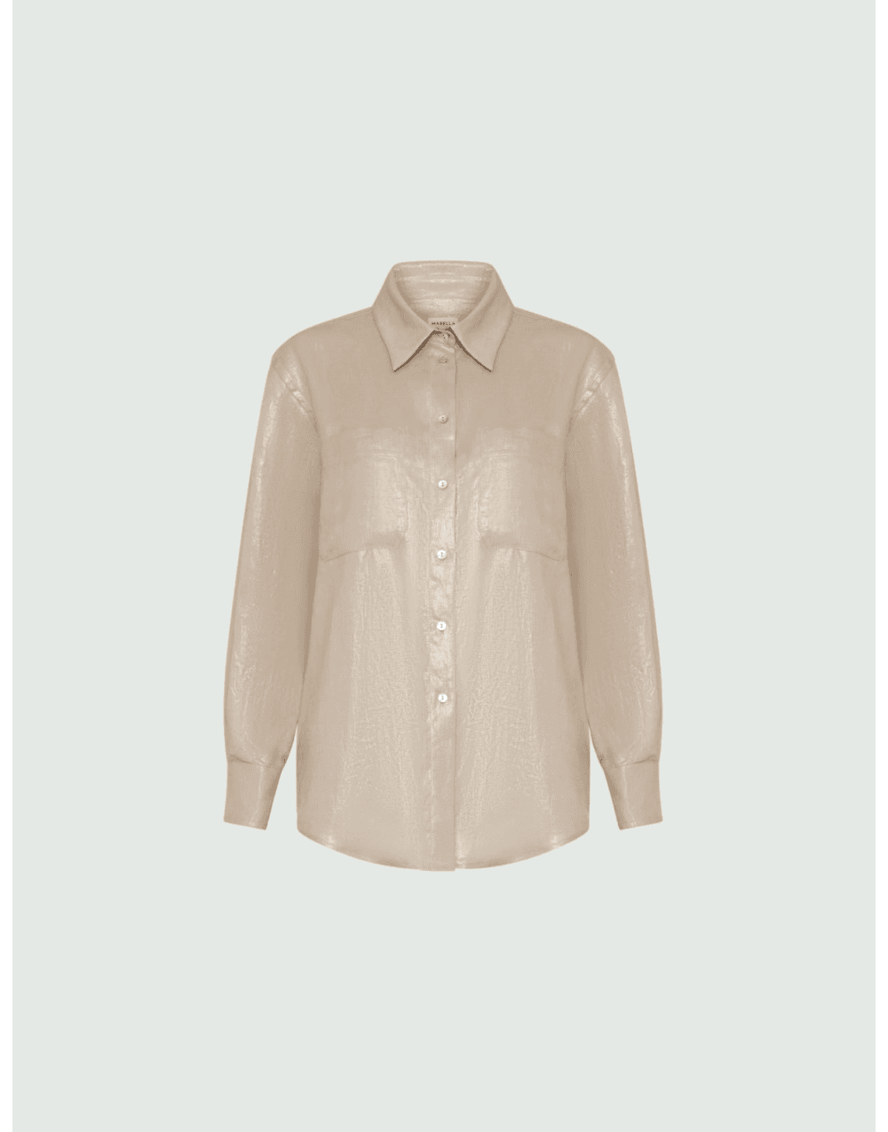 Marella Marella Gente Sparkle Lurex Linen Shirt Size: 12, Col: Gold