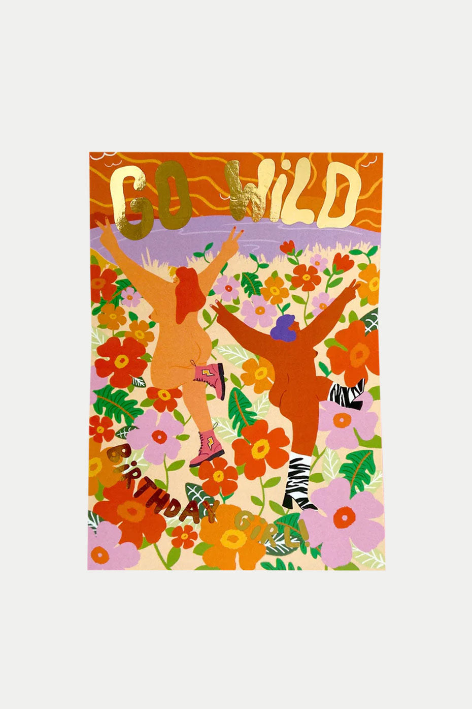 Icka Birthday Go Wild Card - Gold Foiled