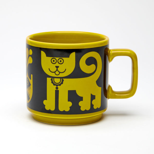 Magpie | Hornsea Cat & Piranha Mug | Mustard