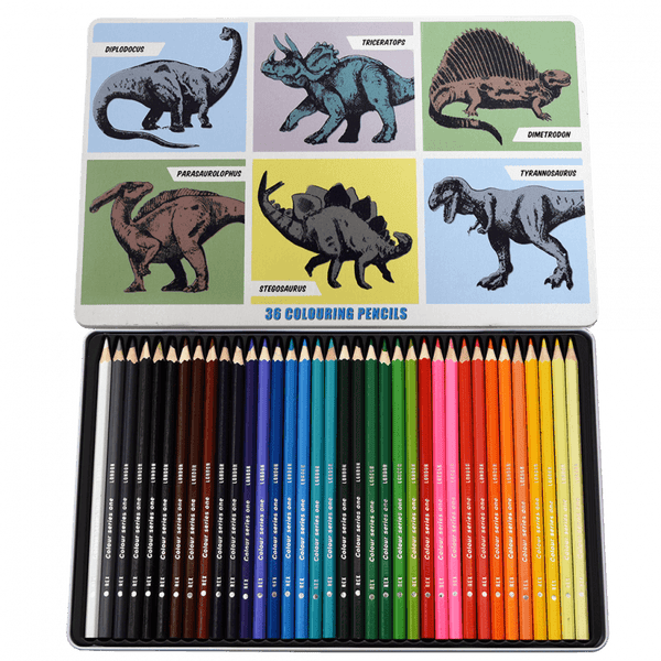 Rex London 36 Colouring Pencils In A Tin - Prehistoric Land