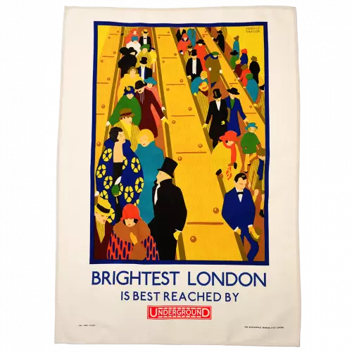 Lark London Cotton Tea Towel - Tfl Vintage Poster "Brightest London"