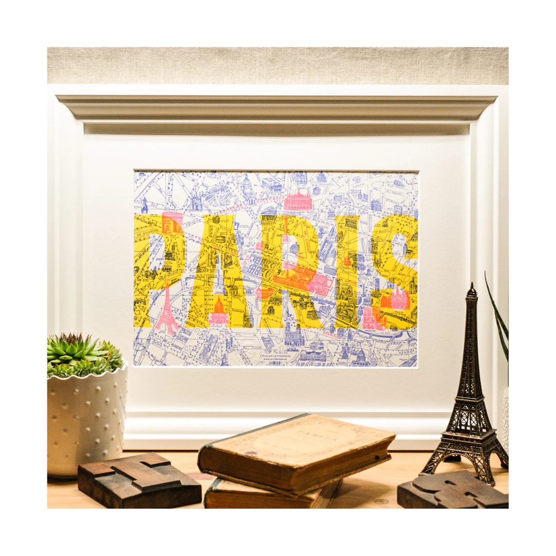 L'Atelier Letterpress Affiche Plan de Paris