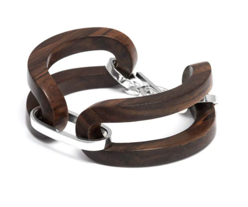 Branch Jewellery Brown Wood Open Link Bracelet - Silver