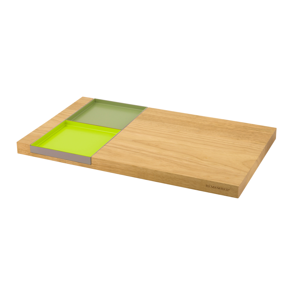 Remember Remember Serving Board In Wood With 3 Metal Serving Trays Gusto Design In Large