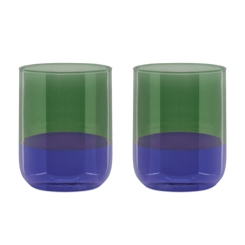 Remember Remember Glass Drinking Tumblers Ocean Design In Blue And Grey Green Colours Capacity 300ml