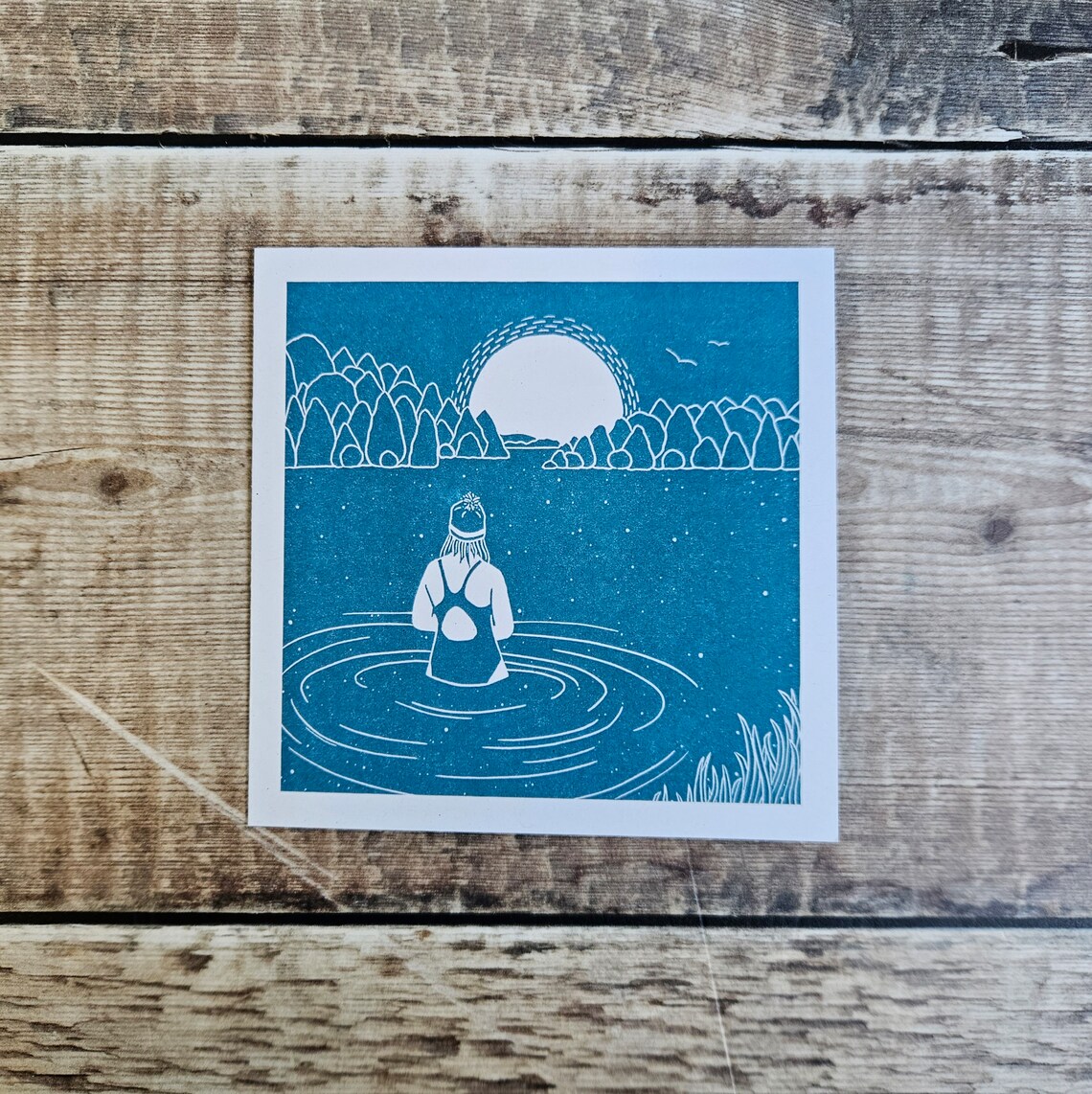Flotsam Prints Sunrise Swimmer Greeting Card