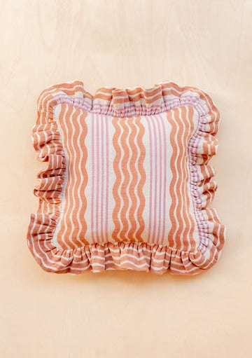 The Tartan Blanket Co. Coral Stripe Cotton Cushion
