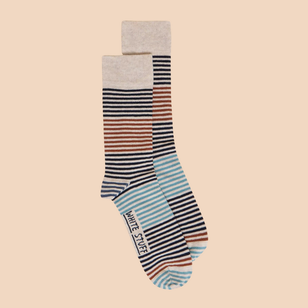 White Stuff Fine Stripe Ankle Socks - Natural Multi