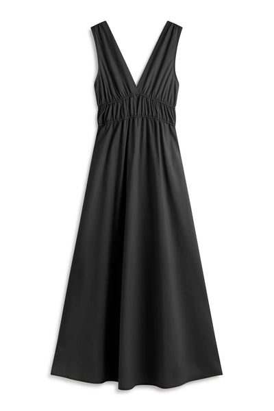Ecoalf Bornite V Neck Cotton Poplin Dress - Black