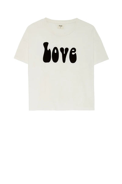 Five Jeans Love T Shirt - White with Navy