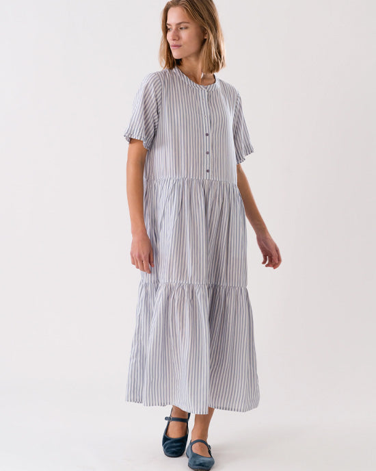Lollys Laundry Fie Midi Dress Blue Stripe