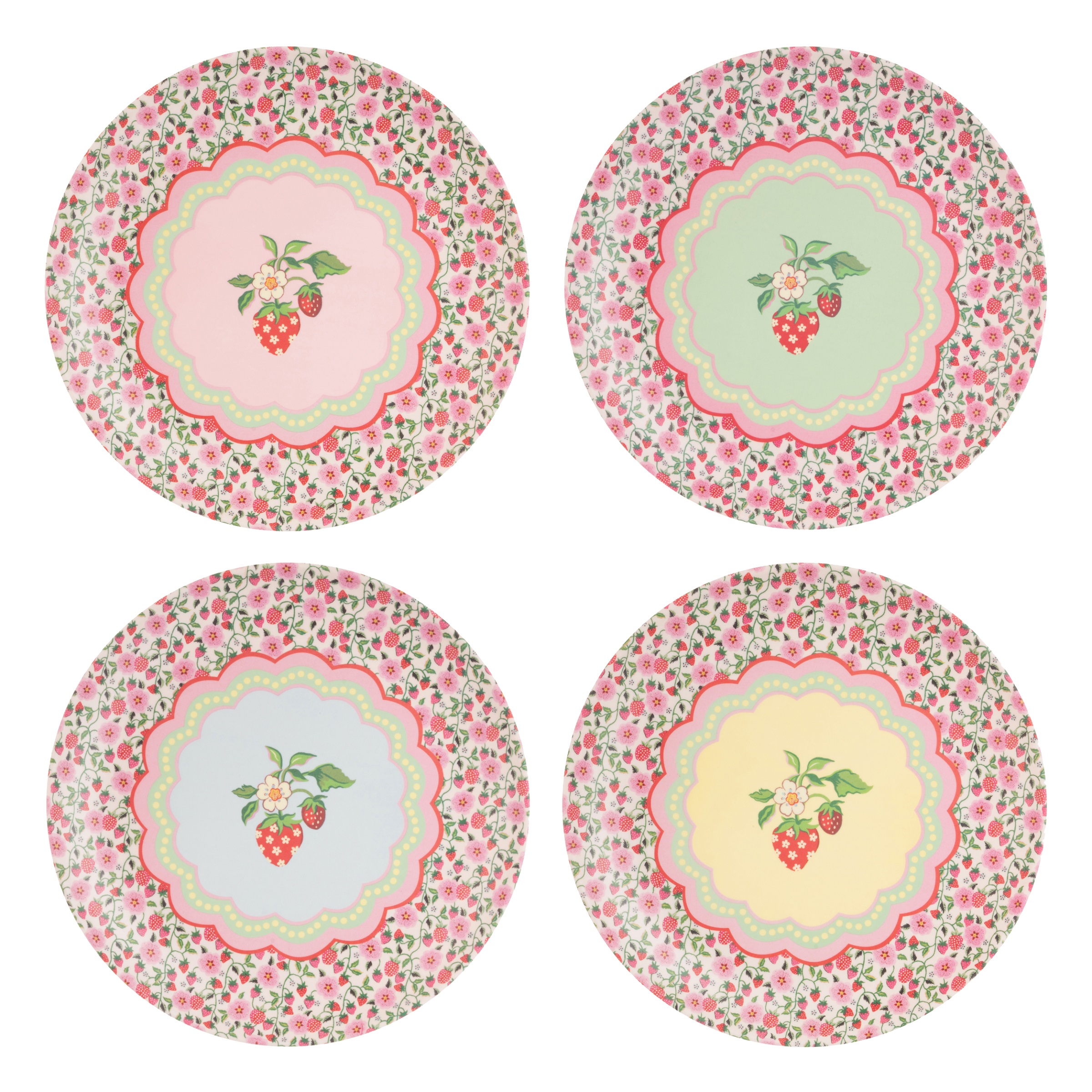 Cath Kidston Strawberry Picnic Melamine Dinner Plates - Set of 4