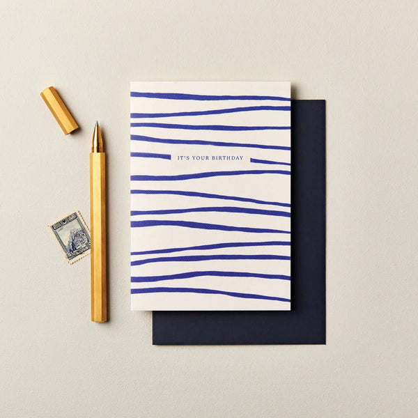INK & BLOOM It's Your Birthday Blue Stripes Card