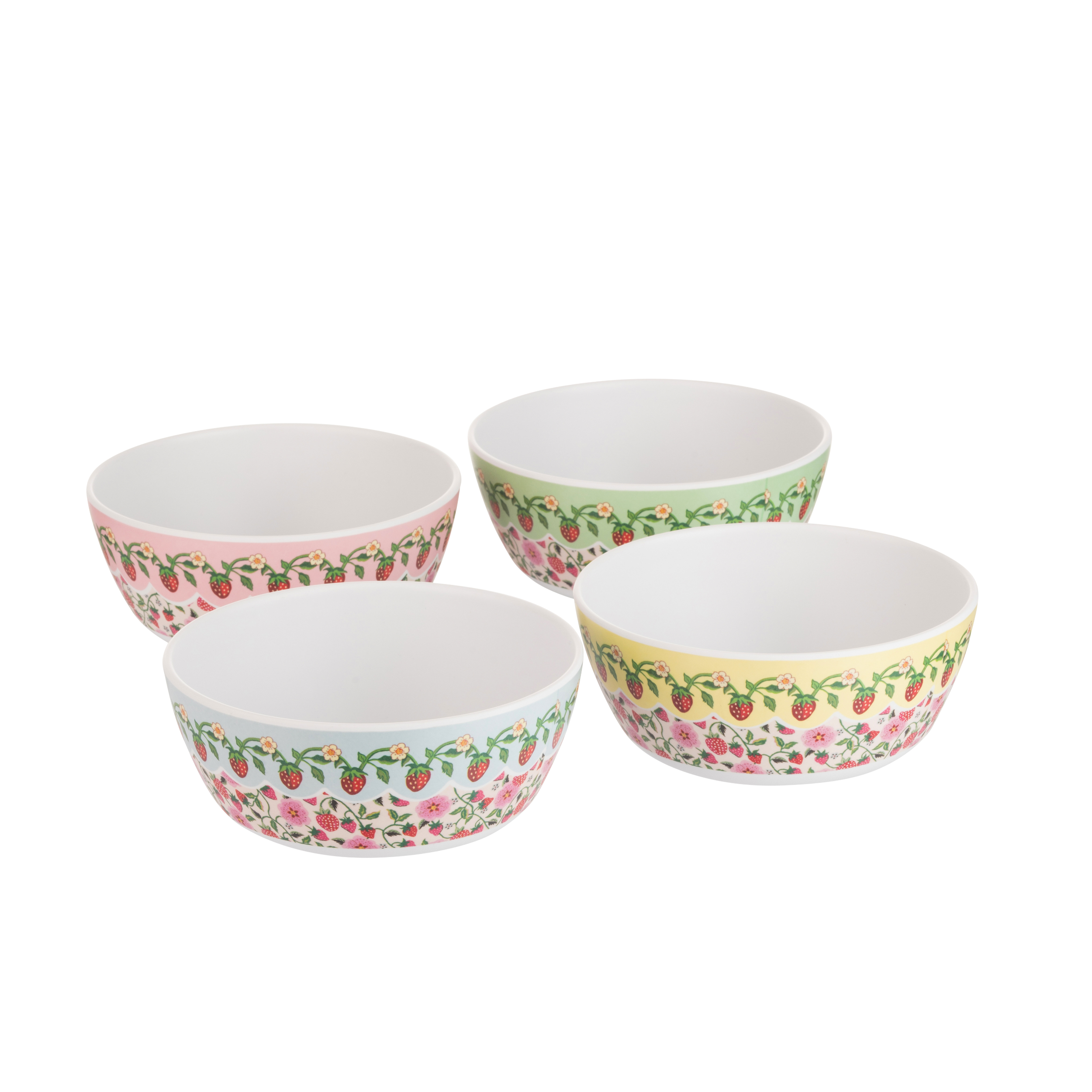 Cath Kidston Strawberry Picnic Melamine Cereal Bowls - Set of 4