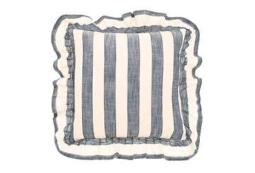 Waltons of Yorkshire Blue Stripe Ruffle Cushion