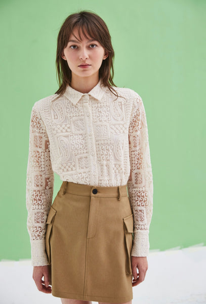 LILY WHITE Miley Embroidery Blouse - Off White