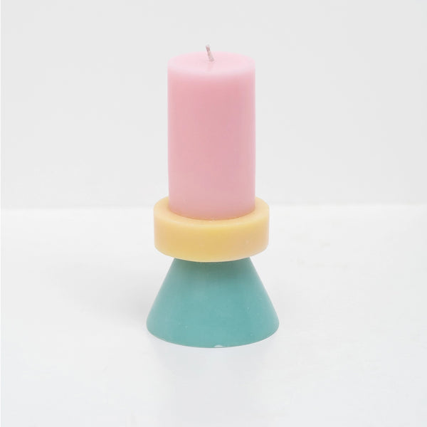 Yod & Co. Tall Stack Candle Colour - Floss Pink/yellow/mint