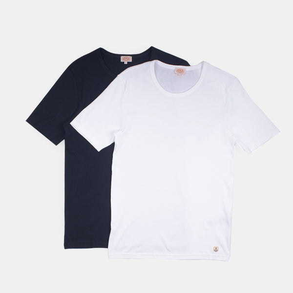 Armor Lux 2 Pack T-shirts - White/rich Navy