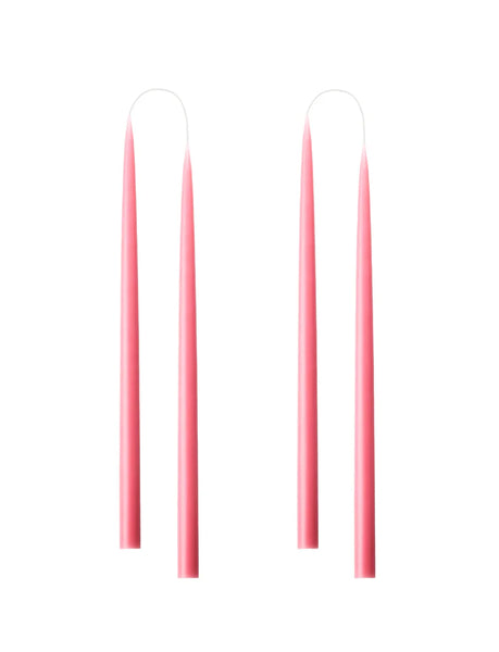 Kunstindustrien Pair Of Pastel Rose Hand Dipped Taper Candles / Long